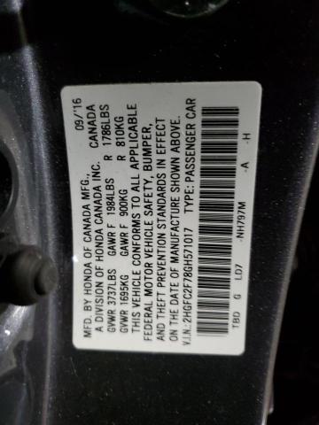 Photo 12 VIN: 2HGFC2F78GH571017 - HONDA CIVIC EX 