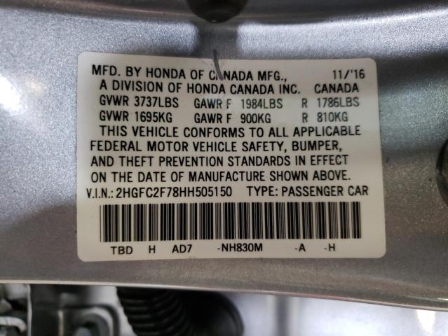 Photo 9 VIN: 2HGFC2F78HH505150 - HONDA CIVIC EX 