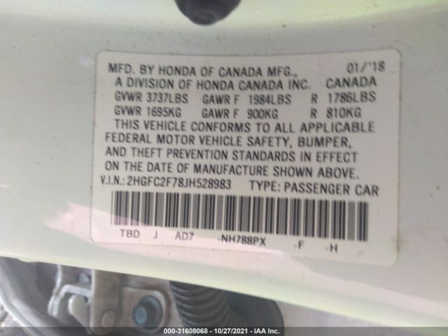 Photo 8 VIN: 2HGFC2F78JH528983 - HONDA CIVIC SEDAN 