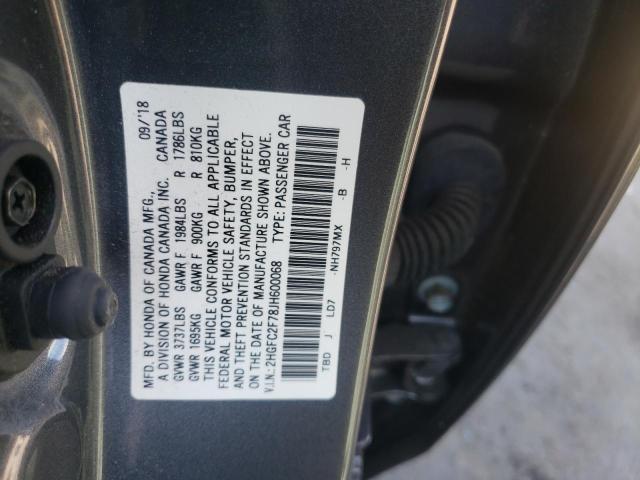 Photo 9 VIN: 2HGFC2F78JH600068 - HONDA CIVIC EX 