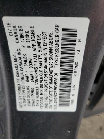 Photo 11 VIN: 2HGFC2F79GH526104 - HONDA CIVIC EX 