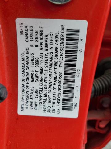 Photo 12 VIN: 2HGFC2F79GH563508 - HONDA CIVIC EX 