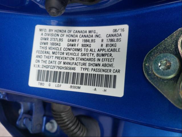 Photo 9 VIN: 2HGFC2F79GH565646 - HONDA CIVIC EX 