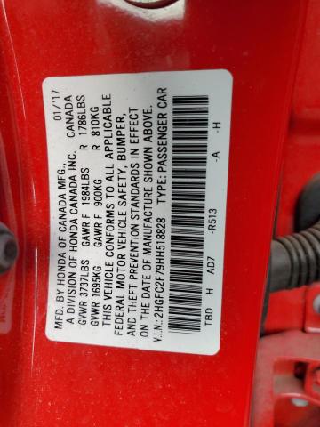 Photo 11 VIN: 2HGFC2F79HH518828 - HONDA CIVIC EX 