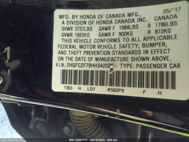 Photo 8 VIN: 2HGFC2F79HH542028 - HONDA CIVIC SEDAN 