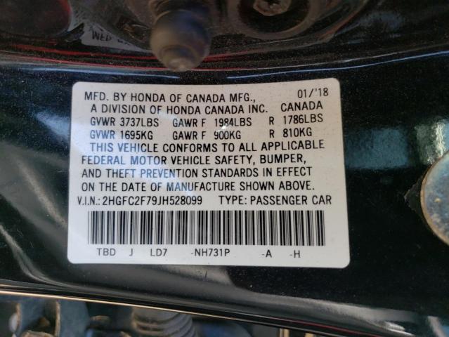 Photo 11 VIN: 2HGFC2F79JH528099 - HONDA CIVIC EX 