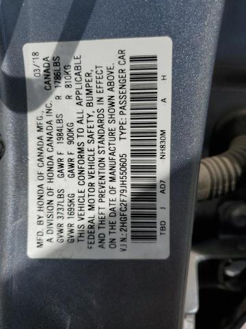 Photo 11 VIN: 2HGFC2F79JH550605 - HONDA CIVIC EX 