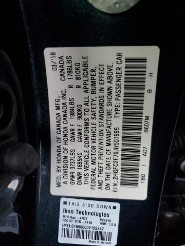 Photo 11 VIN: 2HGFC2F79JH551995 - HONDA CIVIC EX 