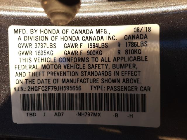 Photo 9 VIN: 2HGFC2F79JH595656 - HONDA CIVIC 