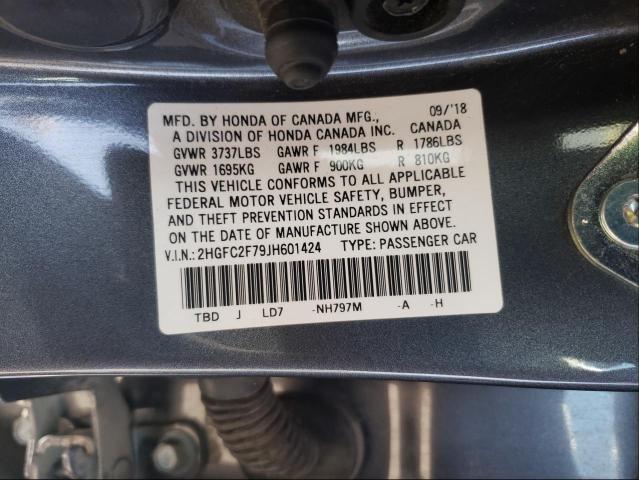 Photo 9 VIN: 2HGFC2F79JH601424 - HONDA CIVIC EX 