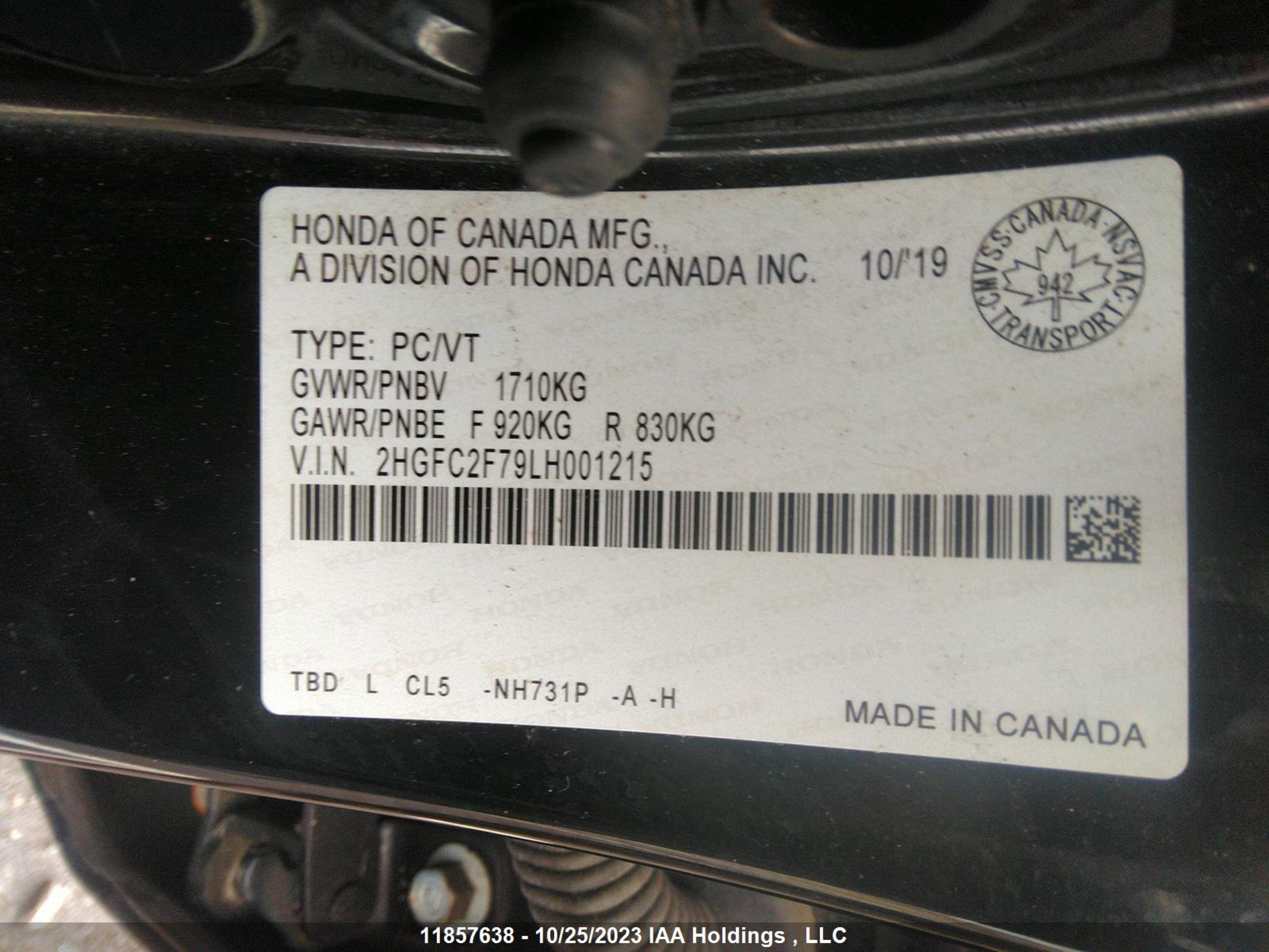 Photo 8 VIN: 2HGFC2F79LH001215 - HONDA CIVIC 