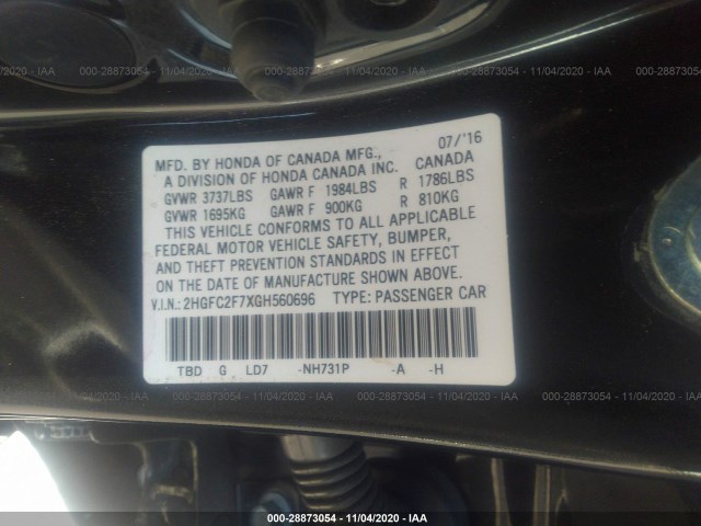 Photo 8 VIN: 2HGFC2F7XGH560696 - HONDA CIVIC SEDAN 