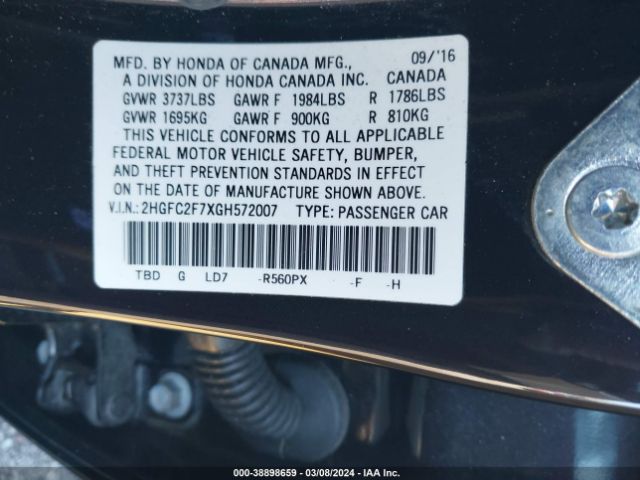 Photo 8 VIN: 2HGFC2F7XGH572007 - HONDA CIVIC 