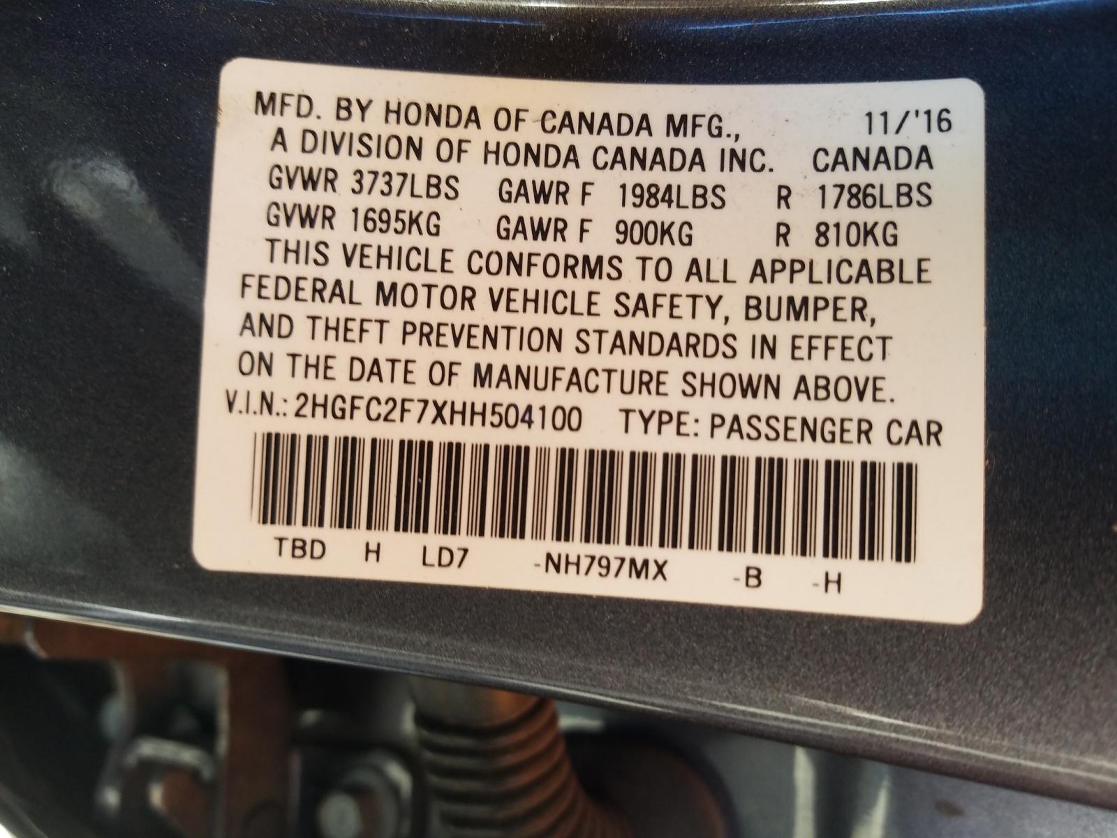 Photo 9 VIN: 2HGFC2F7XHH504100 - HONDA CIVIC EX 