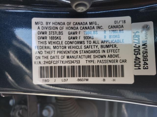 Photo 9 VIN: 2HGFC2F7XJH534753 - HONDA CIVIC EX 