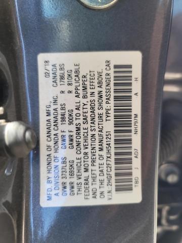 Photo 12 VIN: 2HGFC2F7XJH541251 - HONDA CIVIC 