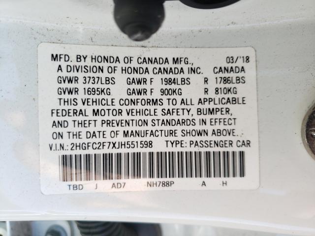 Photo 9 VIN: 2HGFC2F7XJH551598 - HONDA CIVIC EX 