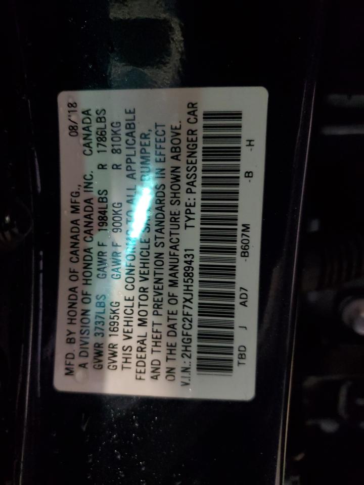 Photo 11 VIN: 2HGFC2F7XJH589431 - HONDA CIVIC 