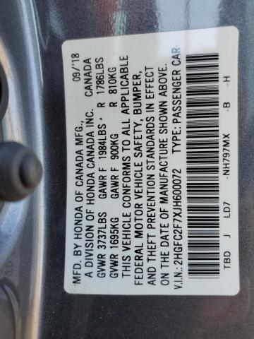 Photo 11 VIN: 2HGFC2F7XJH600072 - HONDA CIVIC EX 