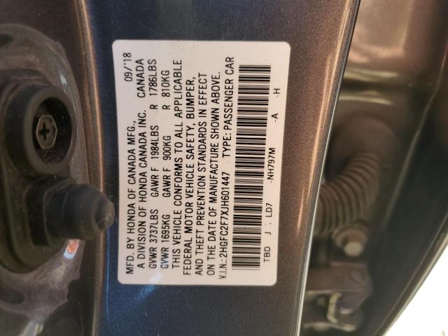 Photo 11 VIN: 2HGFC2F7XJH601447 - HONDA CIVIC EX 