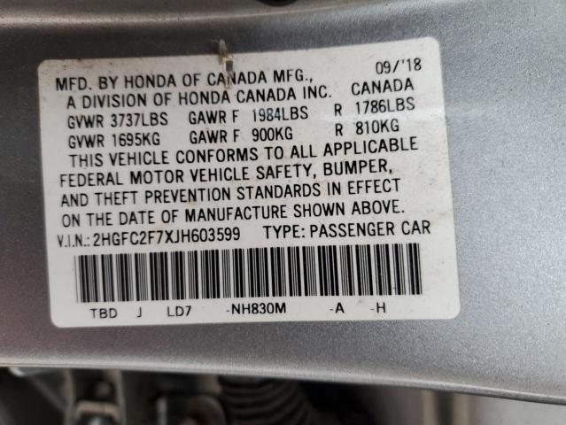 Photo 11 VIN: 2HGFC2F7XJH603599 - HONDA CIVIC 