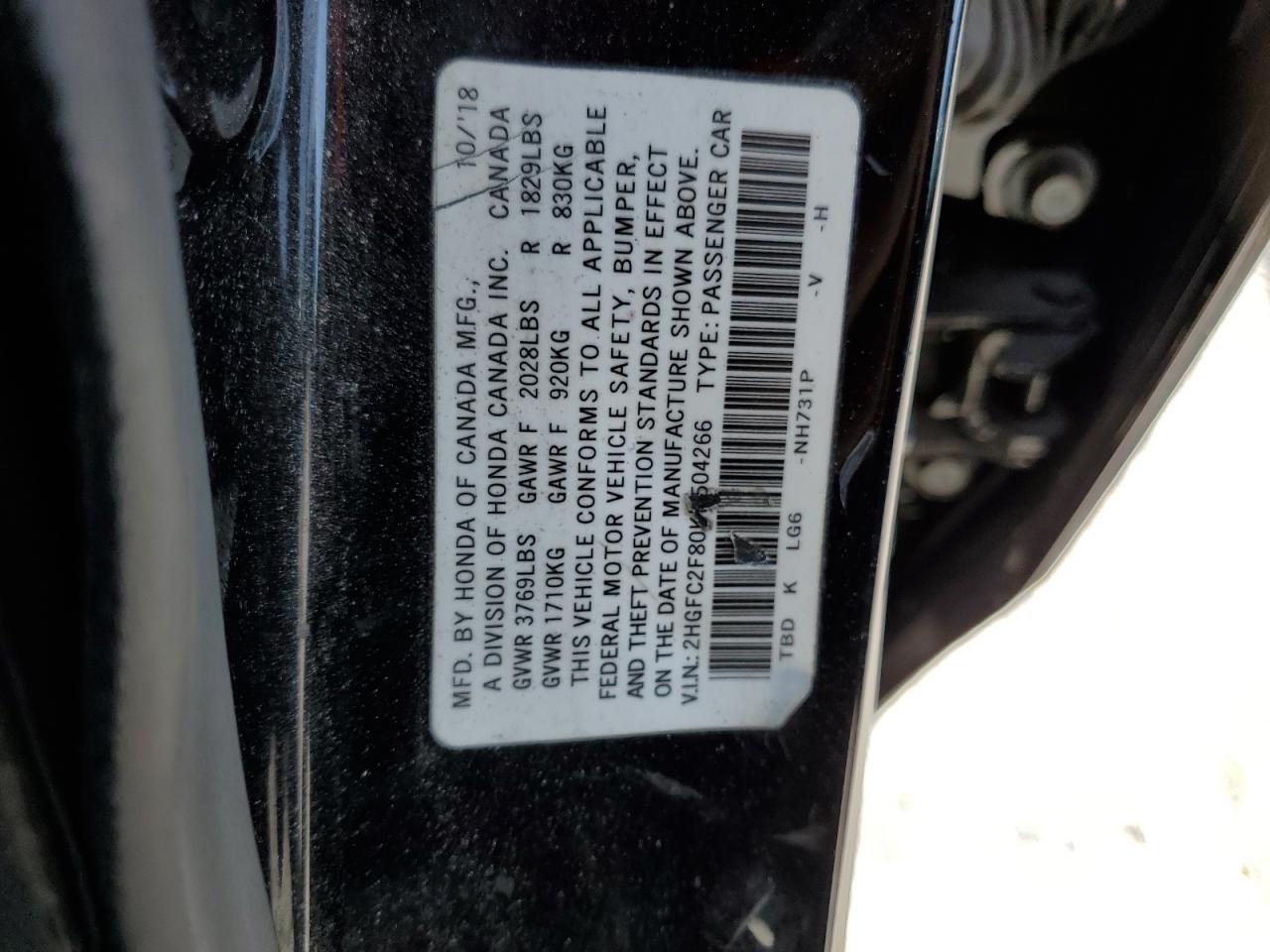 Photo 12 VIN: 2HGFC2F80KH504266 - HONDA CIVIC 