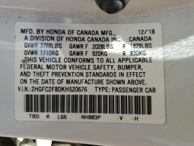 Photo 12 VIN: 2HGFC2F80KH520676 - HONDA CIVIC 