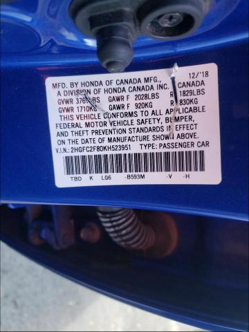 Photo 9 VIN: 2HGFC2F80KH523951 - HONDA CIVIC 