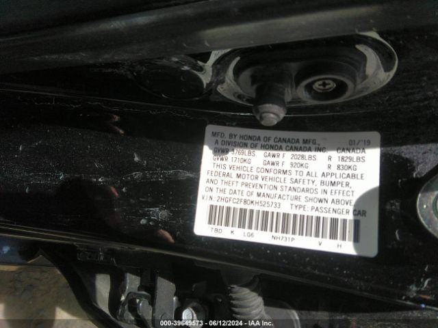 Photo 8 VIN: 2HGFC2F80KH525733 - HONDA CIVIC 