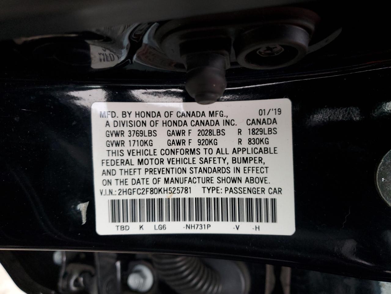 Photo 11 VIN: 2HGFC2F80KH525781 - HONDA CIVIC 