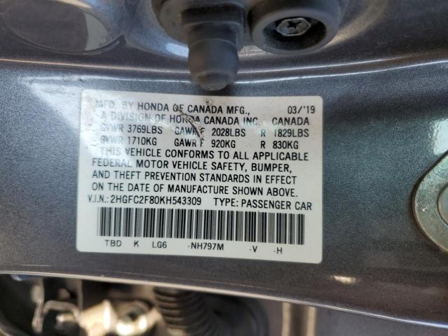 Photo 11 VIN: 2HGFC2F80KH543309 - HONDA CIVIC 