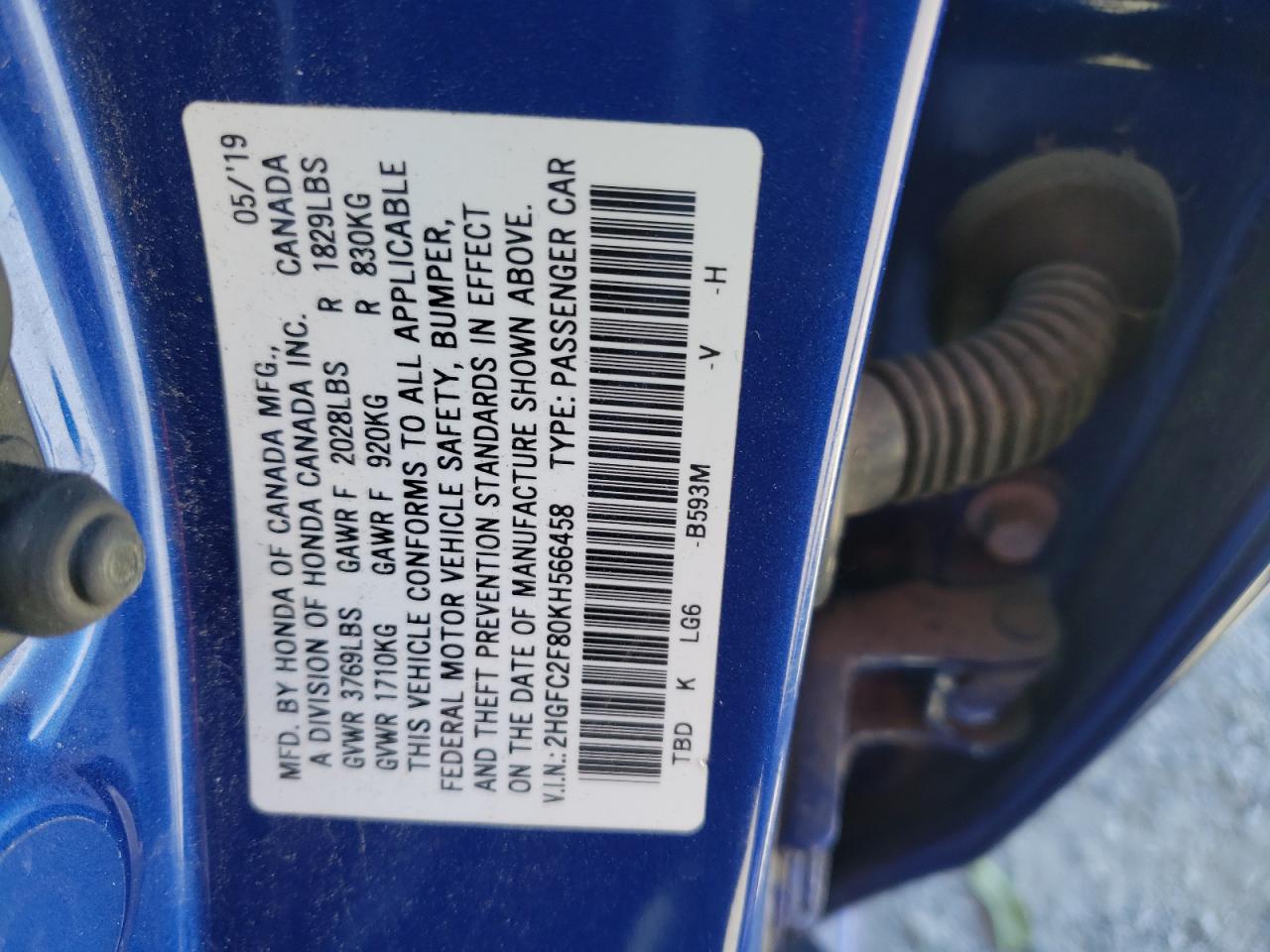 Photo 11 VIN: 2HGFC2F80KH566458 - HONDA CIVIC 