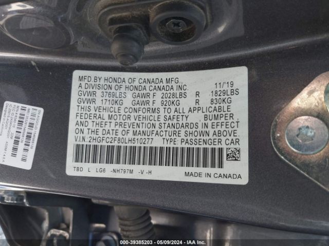 Photo 8 VIN: 2HGFC2F80LH510277 - HONDA CIVIC 