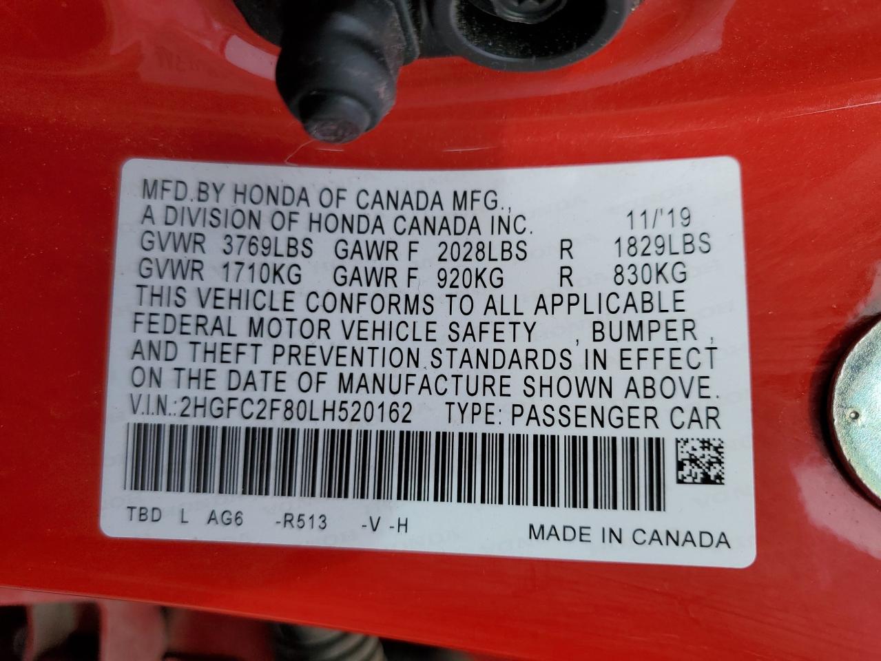 Photo 11 VIN: 2HGFC2F80LH520162 - HONDA CIVIC 