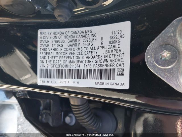 Photo 8 VIN: 2HGFC2F80MH511074 - HONDA CIVIC 