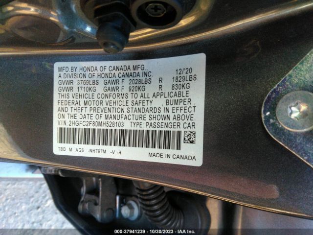 Photo 8 VIN: 2HGFC2F80MH528103 - HONDA CIVIC 