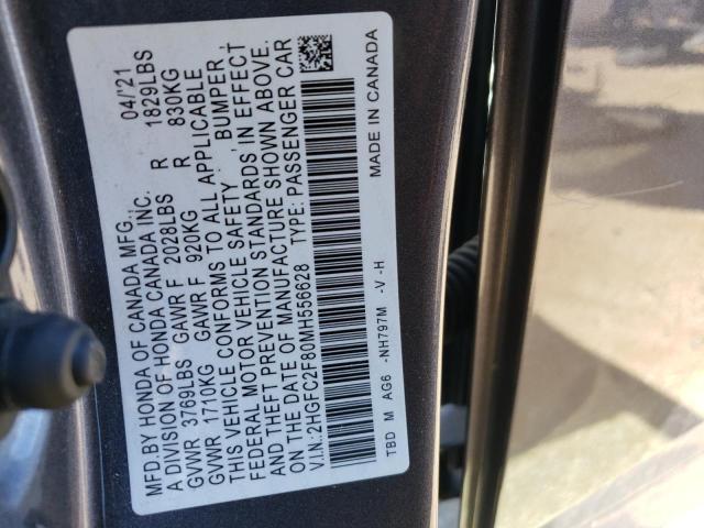 Photo 12 VIN: 2HGFC2F80MH556628 - HONDA CIVIC 