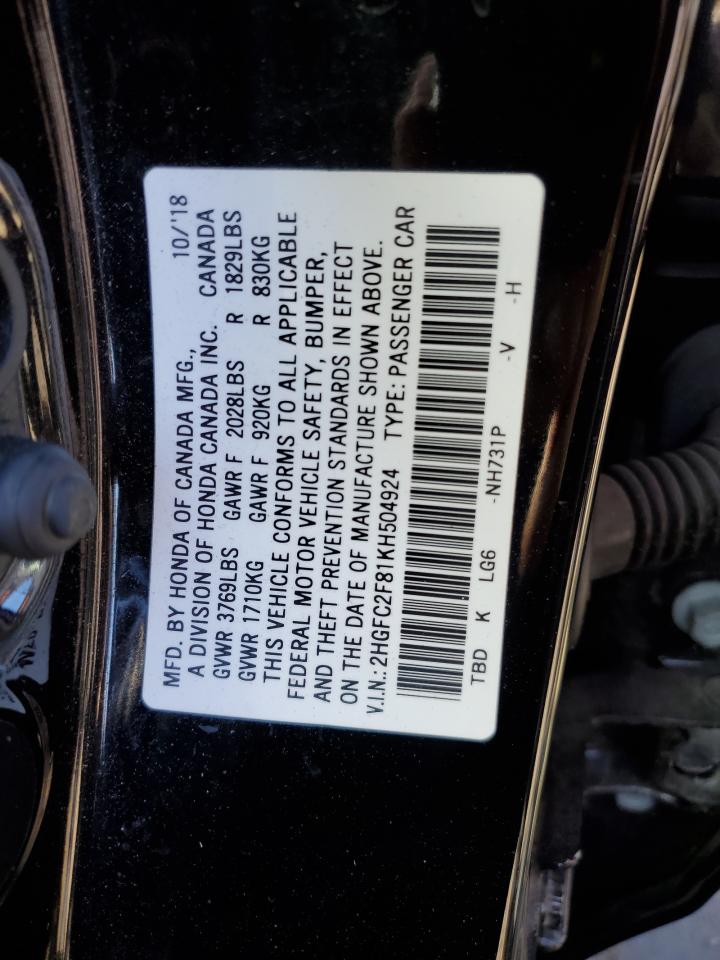 Photo 12 VIN: 2HGFC2F81KH504924 - HONDA CIVIC 