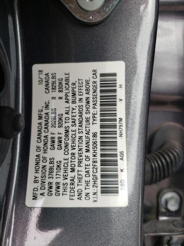 Photo 11 VIN: 2HGFC2F81KH506186 - HONDA CIVIC SPOR 