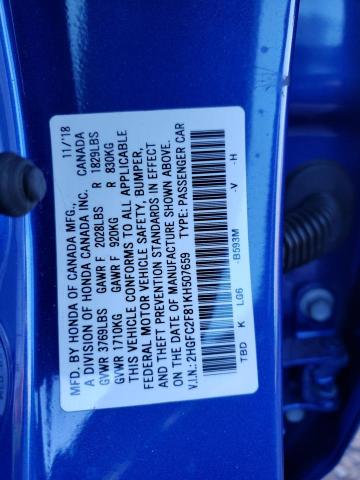 Photo 11 VIN: 2HGFC2F81KH507659 - HONDA CIVIC SPOR 