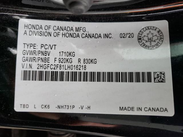 Photo 9 VIN: 2HGFC2F81LH016218 - HONDA CIVIC SPOR 