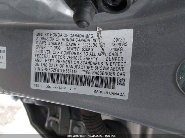 Photo 8 VIN: 2HGFC2F81LH587112 - HONDA CIVIC SEDAN 