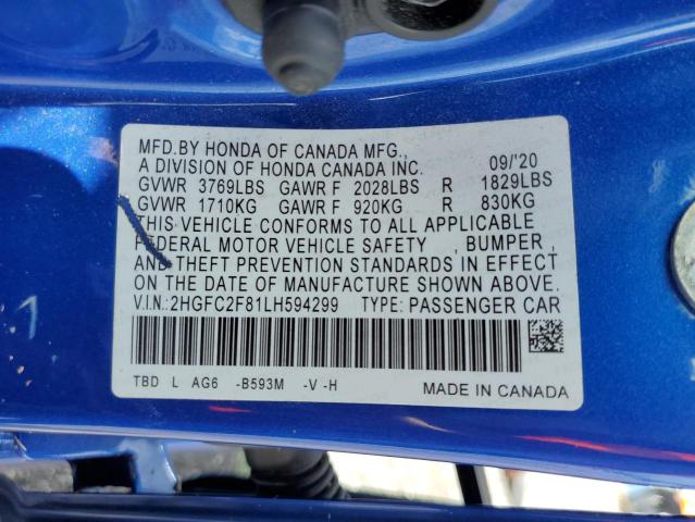 Photo 12 VIN: 2HGFC2F81LH594299 - HONDA CIVIC 