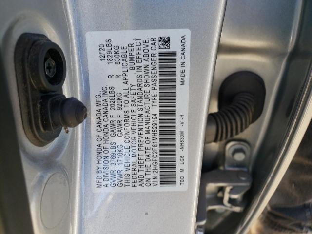 Photo 11 VIN: 2HGFC2F81MH529194 - HONDA CIVIC 