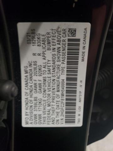 Photo 11 VIN: 2HGFC2F81MH549994 - HONDA CIVIC 