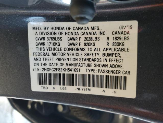 Photo 11 VIN: 2HGFC2F82KH541691 - HONDA CIVIC 