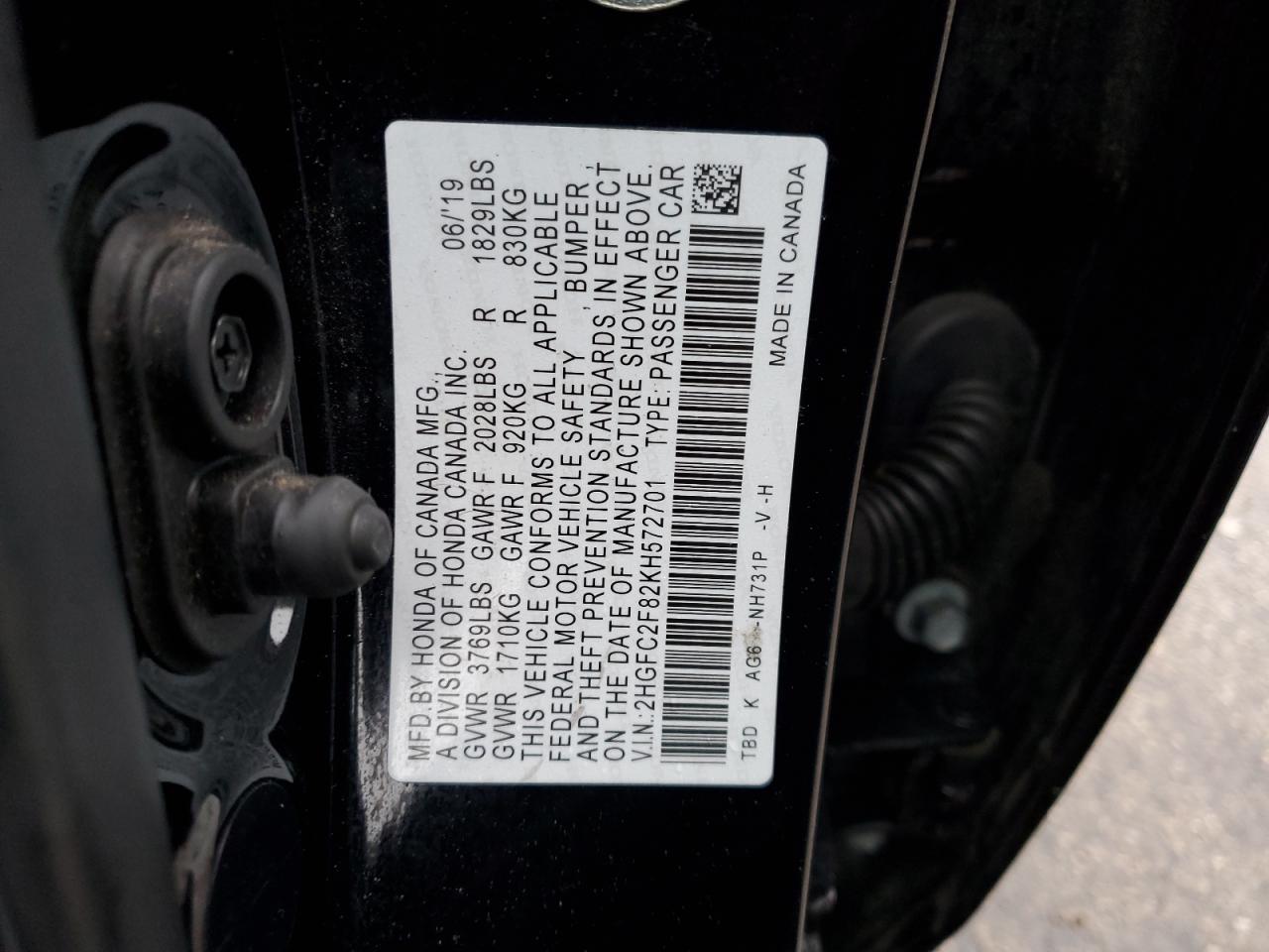 Photo 11 VIN: 2HGFC2F82KH572701 - HONDA CIVIC 