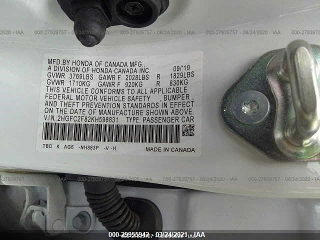 Photo 8 VIN: 2HGFC2F82KH598831 - HONDA CIVIC SEDAN 