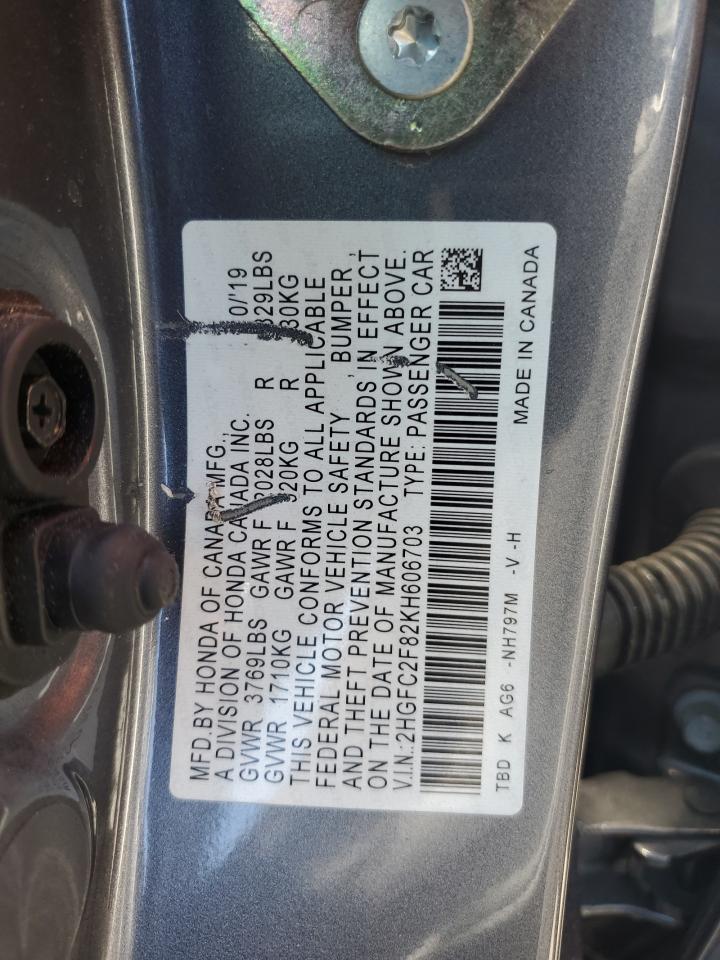 Photo 12 VIN: 2HGFC2F82KH606703 - HONDA CIVIC 