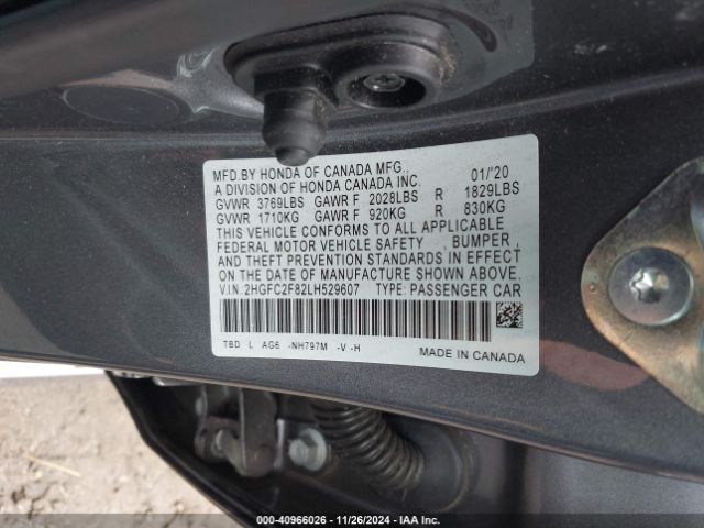 Photo 8 VIN: 2HGFC2F82LH529607 - HONDA CIVIC 